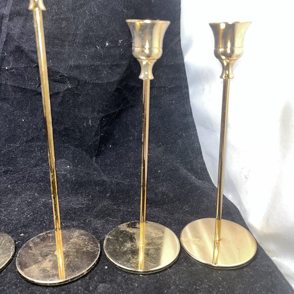 6Vintage Brass Candlestick Taper Candle Holders Wedding Holiday 2each 13” 11” 9” - Picture 4 of 9